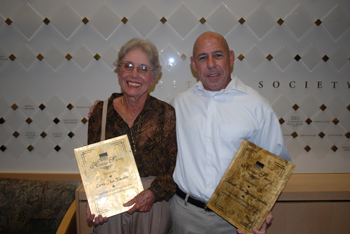 Two people smiling